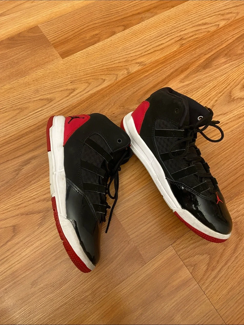 Jordan Kids Black and Red High-Top Sneakers